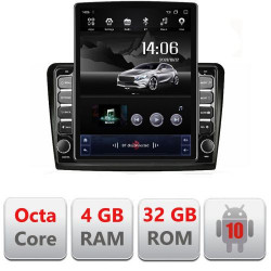 NAVIGAȚIE ANDROID 10 DEDICATA SKODA SUPERB 2 ECRAN CAPACITIV TIP TESLA 9,7" PROCESOR OCTACORE 4GB RAM 32GB MEMORIE INTERNA DVR CARKIT BLUETOOTH MIRROR LINK MODEL TESLA KIT-SUPERB2+EDT-E710