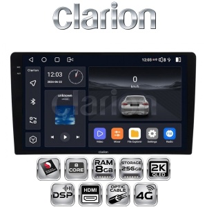 Navigatie Android 13, CLARION GL-700, 8+256GB, Ecran 2K 9.5" QLED, Procesor Octa-core, 2Ghz, Internet 4G, Bluetooth 5.1, Sunet DSP