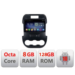 NAVIGATIE CARPAD ANDROID 10 DEDICATA FORD RANGER 2011-2015 ECRAN CAPACITIV OCTACORE 8GB RAM 128GB ROM DVR CARKIT BLUETOOTH MIRROR LINK MODEL KIT-245+EDT-E609
