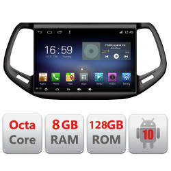 NAVIGATIE CARPAD ANDROID 10 DEDICATA JEEP COMPASS 2017- ECRAN CAPACITIV OCTACORE 4GB RAM 64 GB ROM DVR CARKIT BLUETOOTH MIRROR LINK MODEL LENOVO KIT-732+EDT-E610