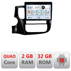 NAVIGAȚIE CARPAD ANDROID 10 DEDICATĂ MITSUBISHI OUTLANDER 2013-2019 ECRAN CAPACITIV QUADCORE 2GB RAM 32 GB ROM DVR CARKIT BLUETOOTH MIRROR LINK MODEL KIT-1230+EDT-E310