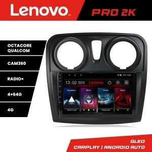 Navigatie Dacia Sandero Logan 2012-2020 Lenovo Kit-sandero 8 core QLED 2K 4+64 360 Android Waze USB Navigatie Internet Youtube Radio kit-sandero+PRO-2K-9-4+64