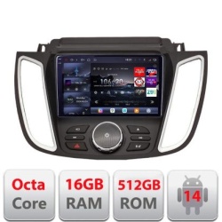 Navigatie Ford Kuga 2015-2020 SYNC2 si SYNC3 8 core QLED 2K 16+512 360 Android Waze USB Navigatie Internet Youtube Radio Edotec KIT-kuga+EDT-E809-2K