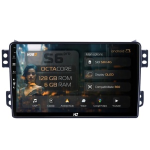 Navigatie HUB64 Opel Agila / Suzuki Splash (2007-2014), 6GB RAM, Android 13, Octacore, Slot Sim 4G, DSP, GPS, Wi-FI, Carplay, Android Auto, USB, Bluetooth, Waze, Touchscreen, 9 Inch