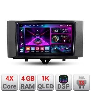Navigatie Smart For Two 2010-2015 A-Smart10 4+64 InCell Display 1K Android Waze USB Navigatie Internet Youtube Radio KIT-SMART10+EDT-E209-RK