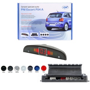 SENZORI DE PARCARE SPATE PNI ESCORT P04 A AFISAJ DISPLAY CU 4 RECEPTORI NEGRU GRI ALB ROSU ALBASTRU SAU SILVER