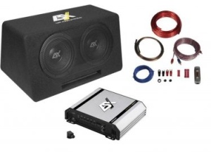 Subwoofer ESX DBX208Q: subwoofer dual de 8" incinta bass reflex Amplificator monobloc ESX HXE1000.1D: clasa D, MOSFET, stabil la 1 Ohm