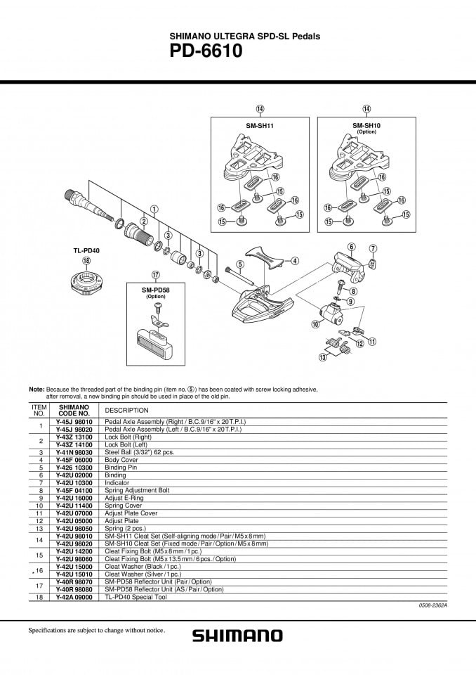 Shimano shops pd 6610