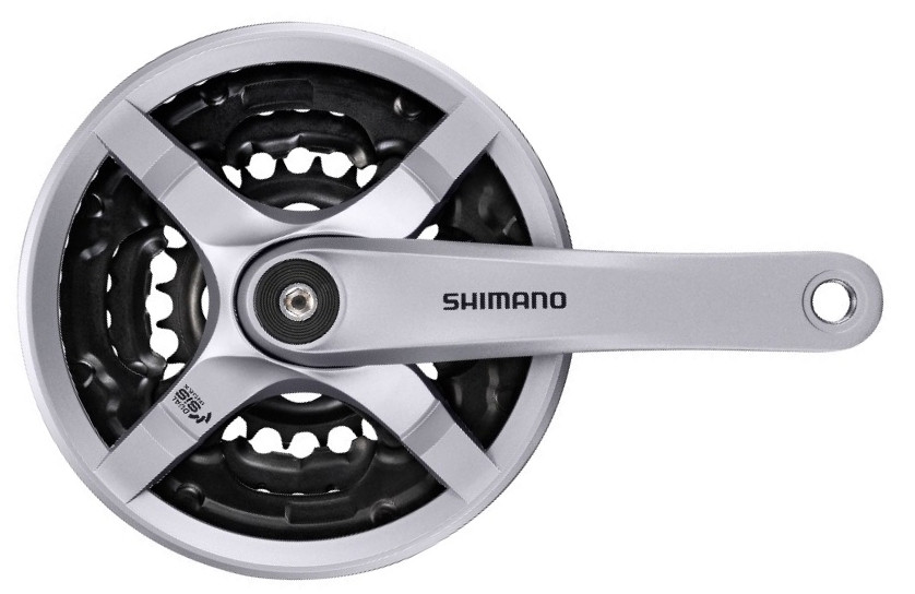 Pédalier Ancien Tourney GS Triple 175mm - Compatible Shimano Takagi Années 80, 5 Boulons 110BCD, Couleur Argent, Occasion