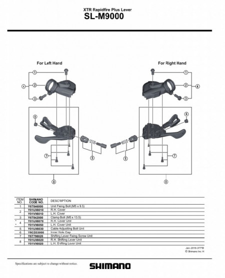CAPAC UNITATE SHIMANO SL-M9000 DREAPTA