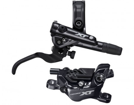 FRANA PE DISC SET ASAMBLAT SHIMANO DEORE XT BL-M8100(R) BR-M8120(R) FARA ADAPTOR PLACUTE RESIN CU ARIPIOARE DE RACIRE FURTUN SM-BH90-SBM 1700MM NEGRU INCL. INSERTIE CONECTARE AMBALAT IND.