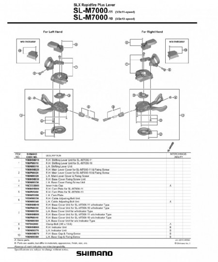 CAPAC MANETA DE SCHIMBATOR SHIMANO SL-M7000 STANGA CU INDICATOR