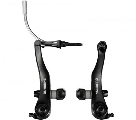 FRANA V-BRAKE PT. CURSIERA SHIMANO BR-R353-L SPATE X-TYPE (SAIBA SUBTIRE IN EXTERIOR) CU SABOTI S70T SURUBURI 16.0/25.0MM GHIDAJ CABLU 90D NEGRU AMBALAT IND.
