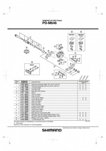 PLACA PLACUTE PEDALE SHIMANO PD-M535 & SURUBURI (M5)