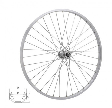 Roata fata 28 RMX 219 622x19 argintie butuc Force