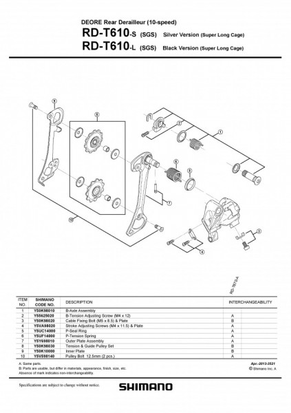 ROLE SCHIMBATOR GHIDARE & TENSIONARE SHIMANO RD-T610