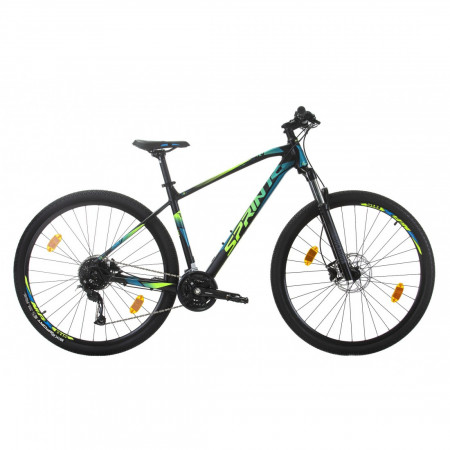 Bicicleta MTB Sprint Apolon 29 Negru Mat/Cyan/Verde Neon 520 mm