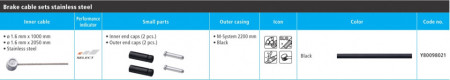 CABLU DE FRANA SHIMANO MTB SUS CAMASA NEAGRA 2200MM X 1 MSYSTEM INNER CABLE 1000MM/2050MM SUS INNER/OUTER END CAP X 2