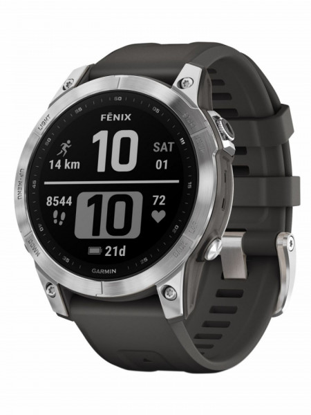CEAS GARMIN FENIX 7 RAMA ARGINTIE SI CUREA DIN SILICON GRI