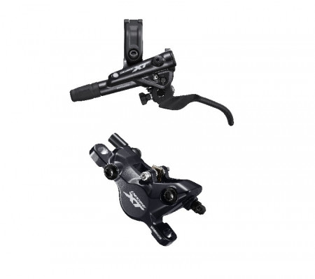 FRANA PE DISC SET ASAMBLAT SHIMANO DEORE XT BL-M8100(L) BR-M8100(F) FARA ADAPTOR PLACUTE METAL CU ARIPIOARE DE RACIRE FURTUN SM-BH90-SBM 1000MM INCL. OLIVA & INSERTIE CONECTARE AMBALAT IND.