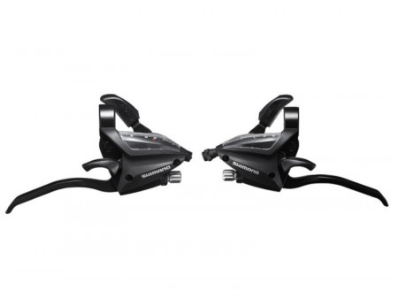 MANETE SCHIMBATOR/FRANA SHIMANO ST-EF500-4A 8X3 VIT. 4 DEGETE PT. FRANA V-BRAKE CABLU/CAMASA SCHIMBATOR (SP41)/FRANA STANDARD NEGRU NEGRU AMBALAT IND.