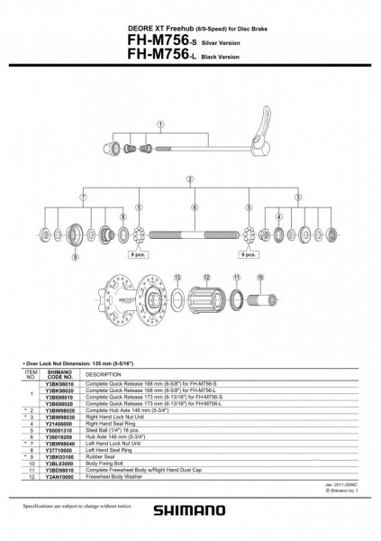 BILE SHIMANO OTEL 1/4" 18 BUC.