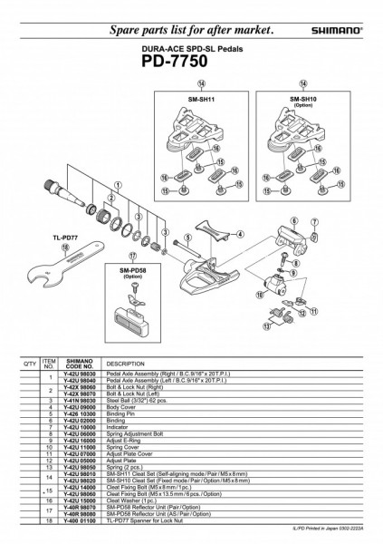 BINDING SHIMANO PD-7750