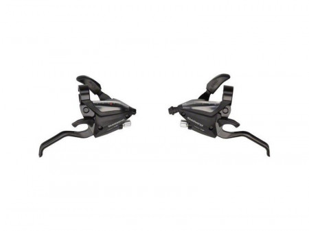 MANETE SCHIMBATOR/FRANA SHIMANO ST-EF500-2A 7X3 VIT. 2 DEGETE PT. V-BRAKE CAMASI SCHIMBATOR (SP41)/FRANA LUNGIME STANDARD (NEGRU) NEGRU AMBALAT IND.