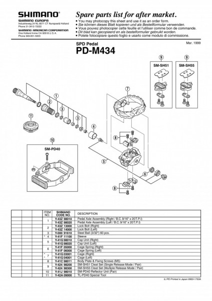 CAPAC SHIMANO PD-M434/PD-M424 DREAPTA