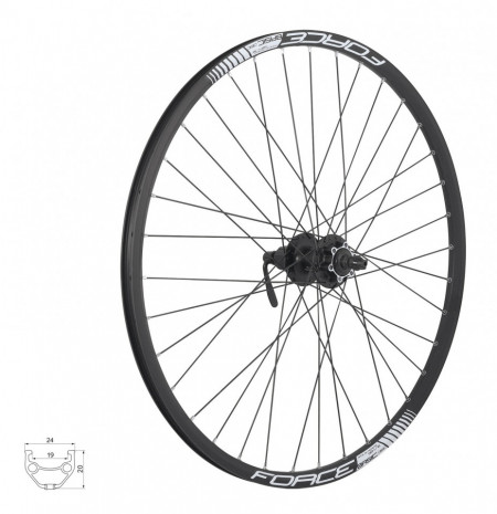 Roata spate 27.5 Force Basic Disc 584x19 neagra