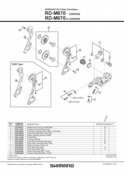 SUPORT DE PRINDERE PE URECHEA DE SCHIMBATOR SHIMANO RD-M670 PT. TIP NORMAL