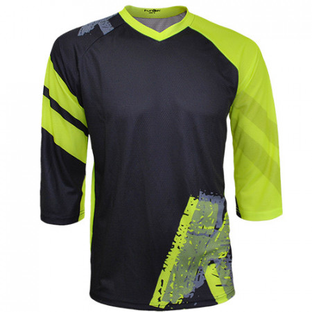 Tricou FUNKIER Dolomiti-K Enduro Kids 3/4 sleeve - Black/Ref Yellow 8 ani