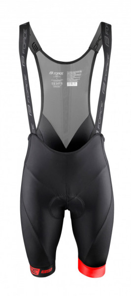 Pantaloni scurti cu bazon si bretele Force B51 Negru-Rosu XL