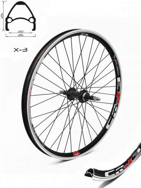 Roata spate CROSSER X3 36H 24'' Piulita - Frana V-brake cu butuc JoyTech