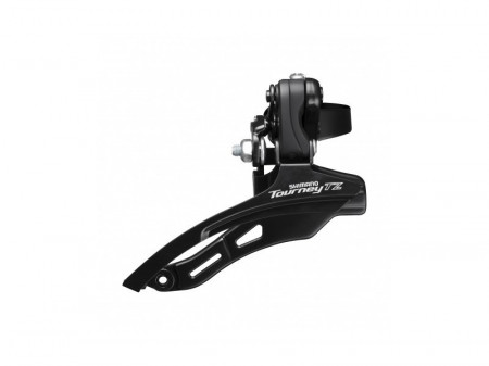 SCHIMBATOR FATA SHIMANO TOURNEY FD-TZ500-DS6 TRIPLU PT. 6/7 VIT. PE SPATE DOWN SWING TRAGERE DE SUS COLIER 31.8MM PT. 42T UNGHI CS 66-69 CHAINLINE 47.5MM AMBALAT IND.