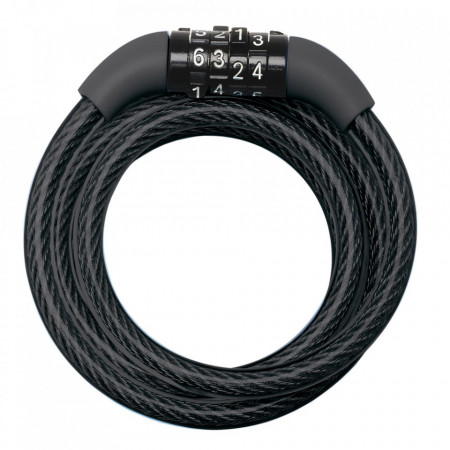 Antifurt MasterLock cablu spiralat cu cifru 1.20m x 8mm Negru