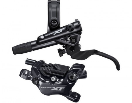 FRANA PE DISC SET ASAMBLAT SHIMANO DEORE XT BL-M8100(L) BR-M8120(F) FARA ADAPTOR PLACUTE RESIN CU ARIPIOARE DE RACIRE FURTUN SM-BH90-SBM 1000MM NEGRU INCL. INSERTIE CONECTARE AMBALAT IND.