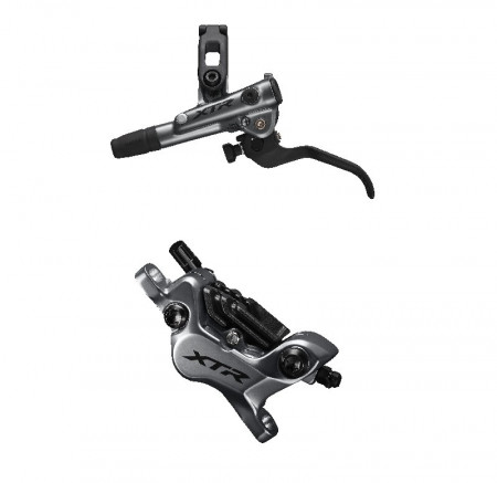 FRANA PE DISC SET ASAMBLAT SHIMANO XTR BL-M9120(L) BR-M9120(F) FARA ADAPTOR PLACUTE RESIN CU ARIPIOARE DE RACIRE FURTUN SM-BH90-SBM 1000MM NEGRU INCL. OLIVA SI INSERTIE CONECTARE AMBALAT IND.