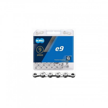 Lant KMC E9 Silver 9 viteze, 122 zale, Ebike, Argintiu