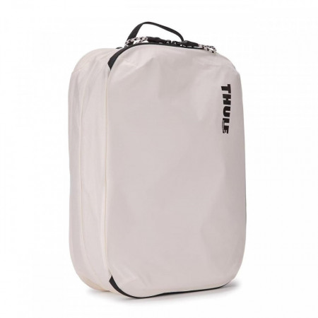 Saculet de depozitare cu 2 compartimente Thule Compression Packing Cube mediu, alb