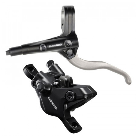 FRANA PE DISC SET ASAMBLAT SHIMANO J-KIT BL-MT401(L) BR-MT410(F) LEVIER ARGINTIU FARA ADAPTOR PLACUTE RESIN FURTUN SM-BH59-SS 1000MM NEGRU INCL. OLIVA & INSERTIE CONECTARE NEGRU AMBALAT IND.