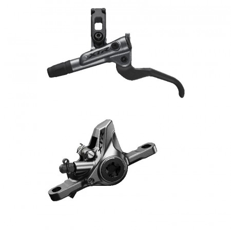 FRANA PE DISC SET ASAMBLAT SHIMANO XTR BL-M9100(L) BR-M9100(F) FARA ADAPTOR PLACUTE RESIN FARA ARIPIOARE DE RACIRE FURTUN SM-BH90-SS 1000MM NEGRU INCL. OLIVA SI INSERTIE CONECTARE AMBALAT IND.