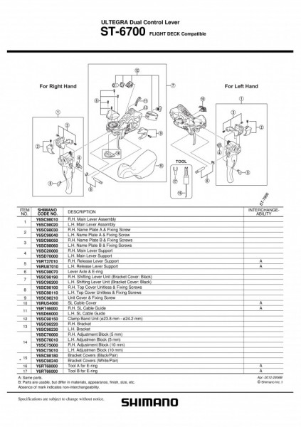 MANSOANE SHIMANO PT. ST-6700 1 PER.