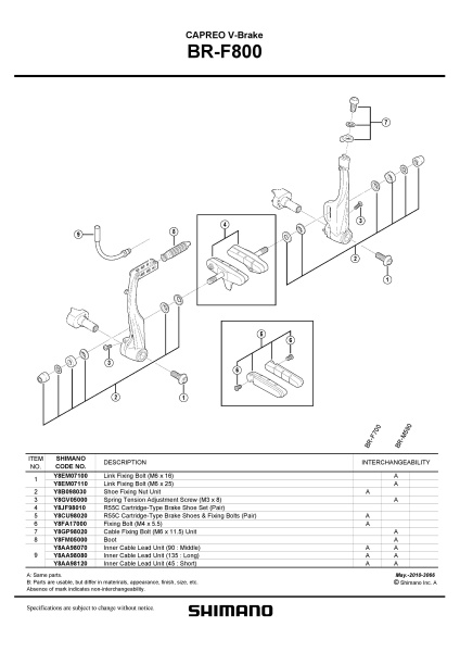 SABOTI DE FRANA SHIMANO BR-F800 R55C REZERVE 1 PER.