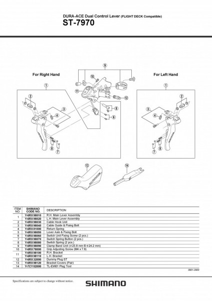 SURUB DE FIXARE BUTON DE SCHIMBATOR SHIMANO ST-7970 2 BUC.
