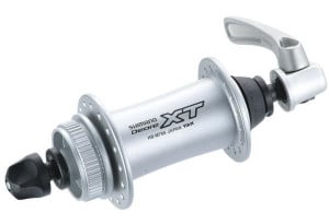 BUTUC FATA SHIMANO DEORE XT HB-M765-S 32H OLD 100MM AX 108MM QR 133MM ARGINTIU PT. ROTOR CENTER LOCK ARGINTIU VRAC
