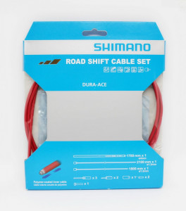 CABLU DE SCHIMBATOR SHIMANO ROAD POLYMER COATED SET ROSU - Img 2