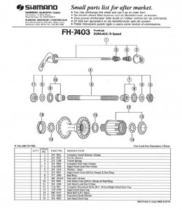 CASETA BODY SHIMANO FH-7403 COMPLETA INCL. GARNITURA DE PRAF DREAPTA