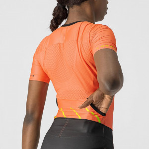 Costum de triatlon cu maneca scurta Castelli Free Sanremo W SS, de dama, Portocaliu/Negru, XS - Img 4