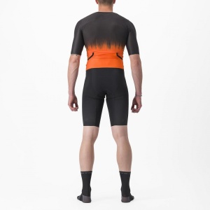 Costum de triatlon cu maneca scurta Castelli Sanremo Ultra, Negru/Portocaliu, XL - Img 2